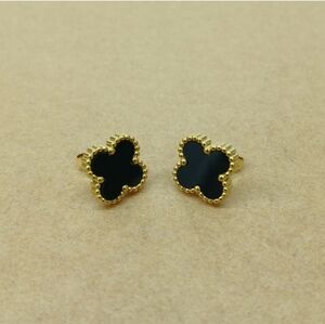 Petite Gold and Black Clover Stud Earrings